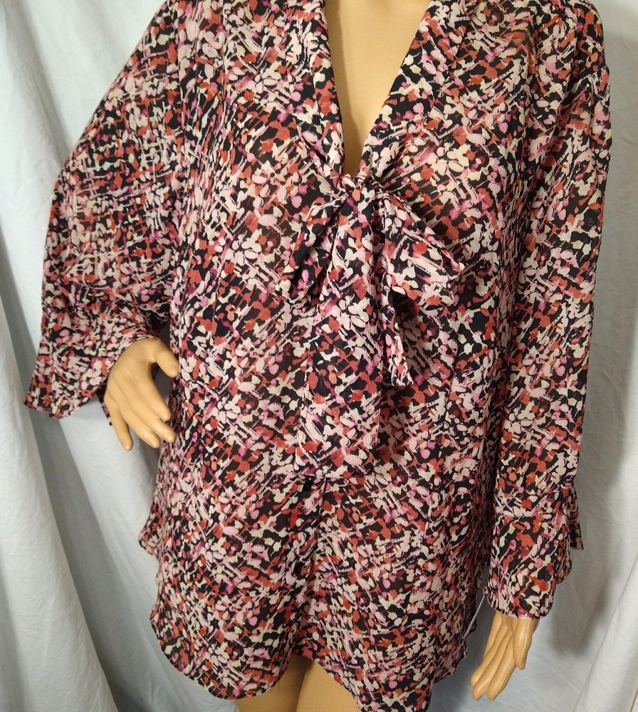 Emma James Liz Claiborne August In Paris Silky Button Front Blouse Size 20W